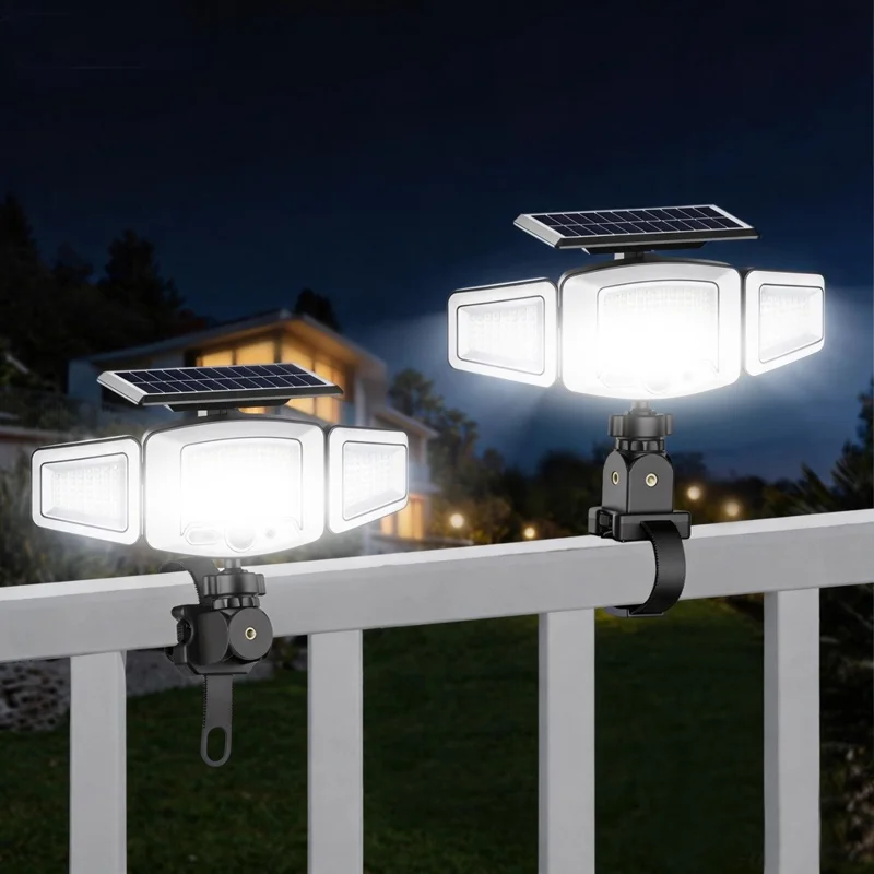P121 3-Head 231 LEDs Solar Motion Sensor Light USB Rechargeable Lamp for Outdoor Lighting