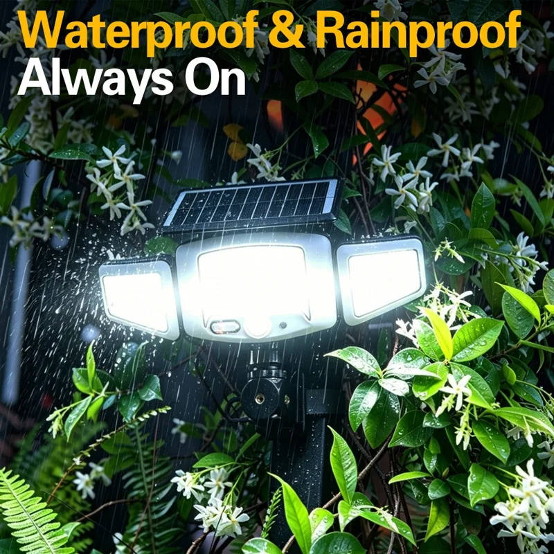 P121 3-Head 231 LEDs Solar Motion Sensor Light USB Rechargeable Lamp for Outdoor Lighting