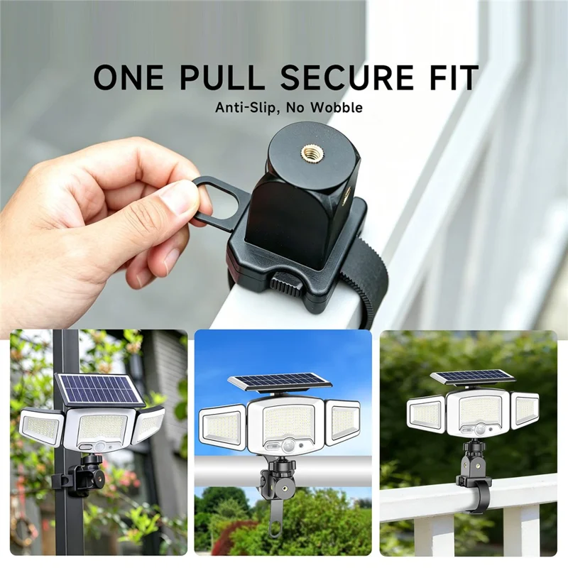 P121 3-Head 231 LEDs Solar Motion Sensor Light USB Rechargeable Lamp for Outdoor Lighting
