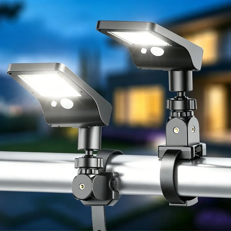 P117 1200mAh Battery Solar Powered Motion Sensor Strap Light 60-LED for Outdoor Use - White Light