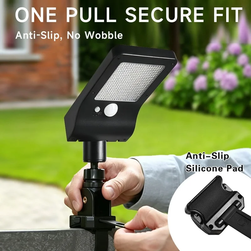 P117 1200mAh Battery Solar Powered Motion Sensor Strap Light 60-LED for Outdoor Use - White Light