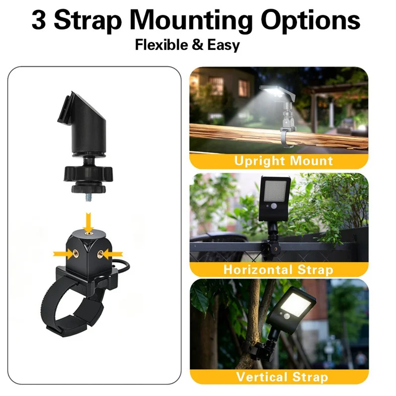 P117 1200mAh Battery Solar Powered Motion Sensor Strap Light 60-LED for Outdoor Use - White Light