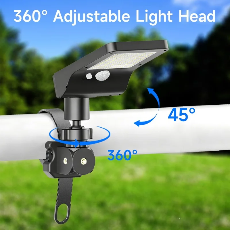 P117 1200mAh Battery Solar Powered Motion Sensor Strap Light 60-LED for Outdoor Use - White Light
