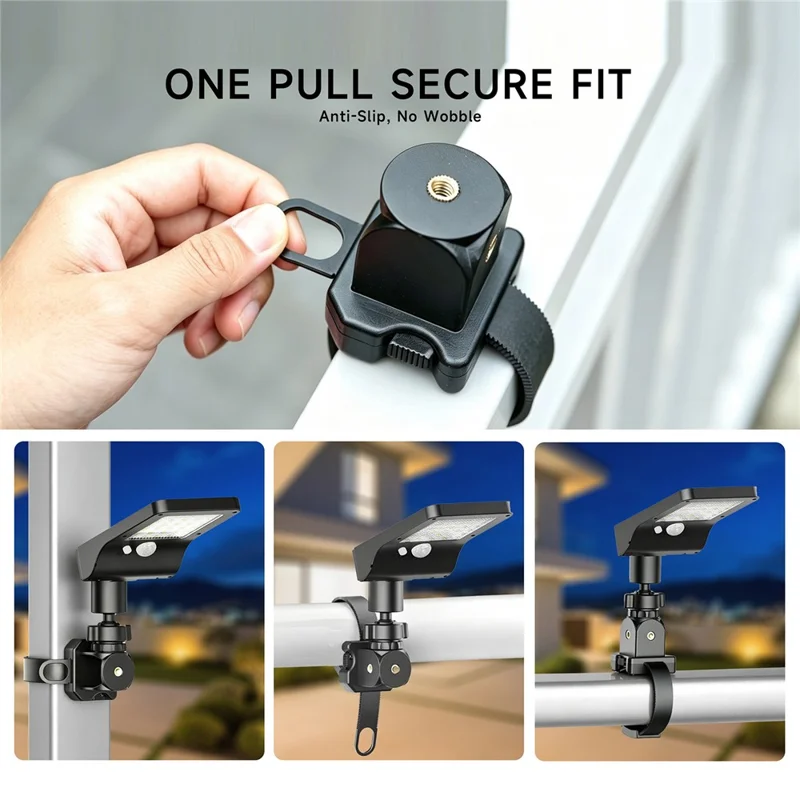 P117 1200mAh Battery Solar Powered Motion Sensor Strap Light 60-LED for Outdoor Use - White Light