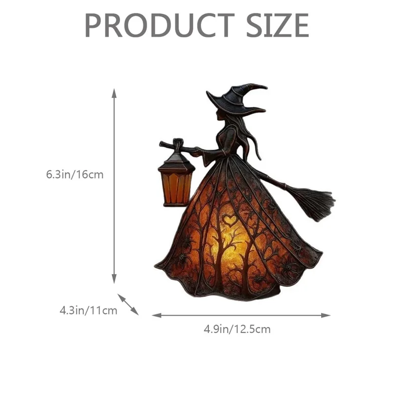 Epoxy Resin Gothic Witch Table Lamp USB Warm Light for Halloween Decor - Black