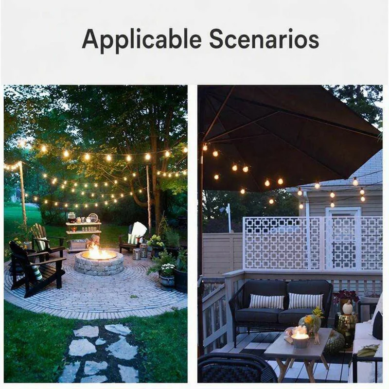 30m G40 Solar LED String Light, 50 Lights + 2 Spare Bulbs, IP44 Waterproof, Remote Timer