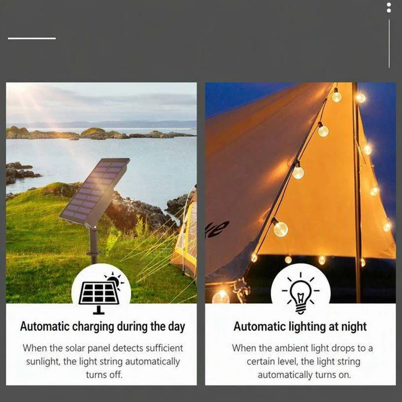ST38 15m Solar String Lights 25 Bulbs + 1 Spare Bulb Hanging Light Outdoor with Remote Dimming, Timer, Replaceable E12 Bulbs