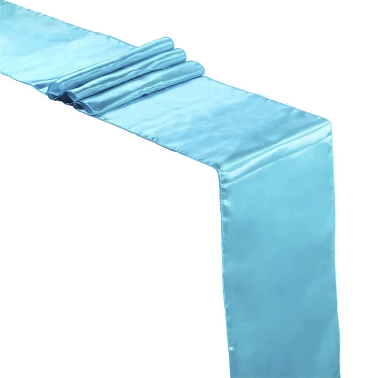 30cm*275cm Satin Banquet Table Runner Tablecloth Cover for Wedding Party Event Home Decoration - Turquoise Blue