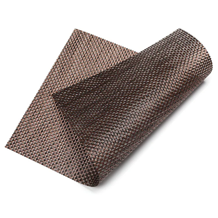 MJ7814 PVC Braided Non-Slip Placemat Dining Table Mat Heat-insulated Tableware Bowl Pads - Yellowish Brown