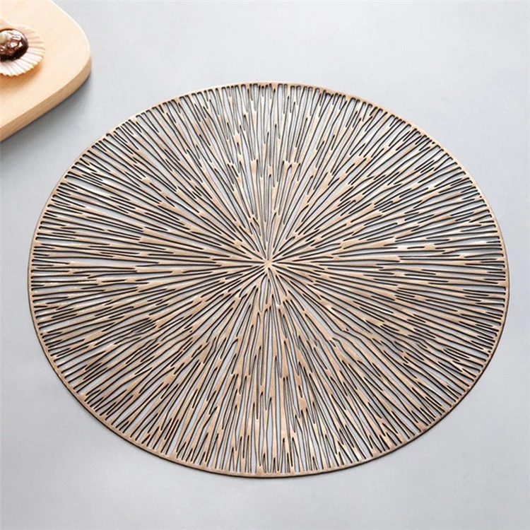 Hollow Out Round PVC Placemat Kitchen Anti-skid Heat Insulation Pad Mat Dining Table Decoration - Light Gold