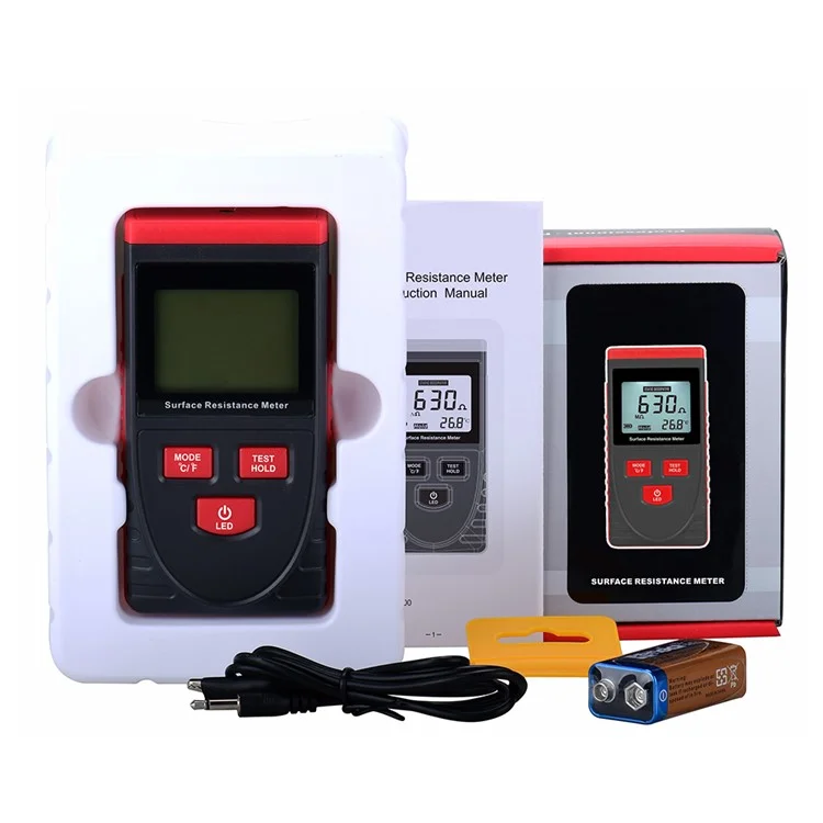 WINTACT Surface Resistance Tester Handheld LCD Digital Display Resistance Meter