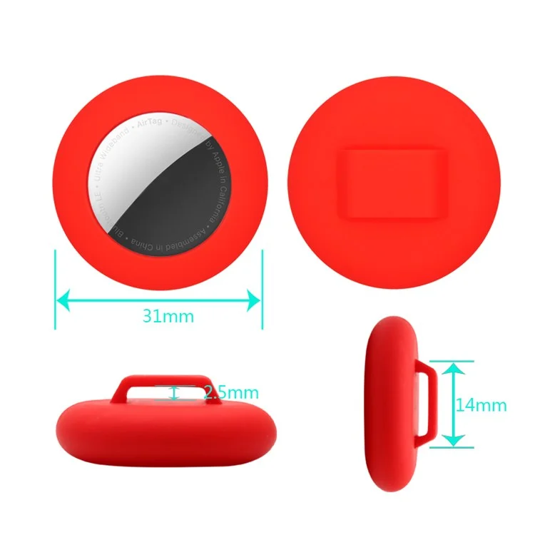 Silicone Cover for AirTag Bluetooth Tracker Protective Case for Dogs/Cats Pets - Red