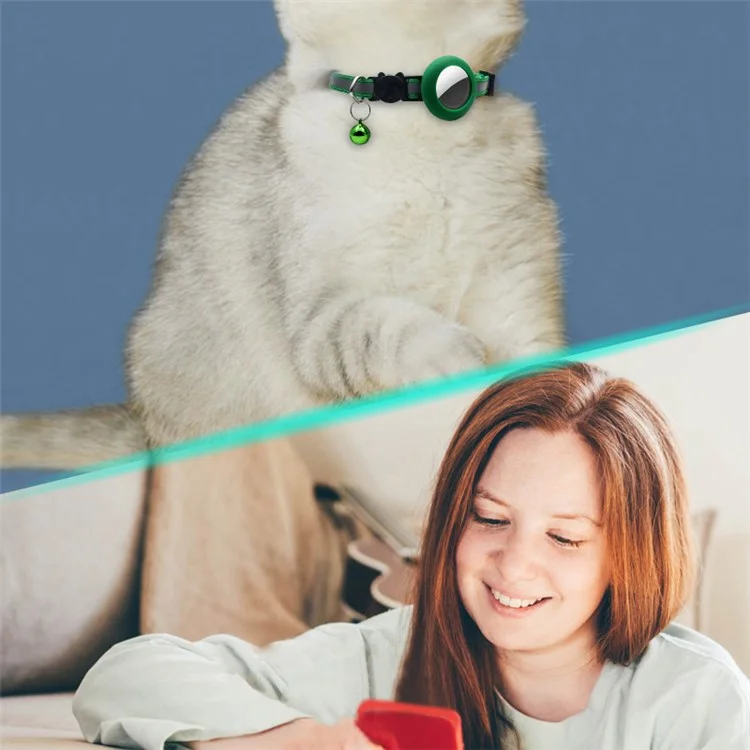 Capa De Silicone Para Estojo De Proteção Do Rastreador Bluetooth Airtag Para Cães/gatos Animais De Estimação - Grama Verde