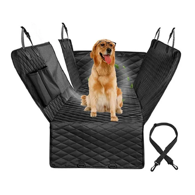 cwd007 Dog Car Seat Cover Splash-proof Dog Seat Cover Nonslip Dog Hammock  Anti-scratch Protection Cover for Cars Back Seat with 2 Pockets - Black