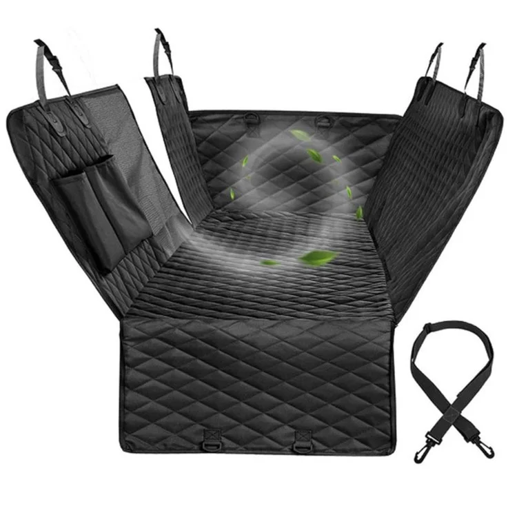 cwd007 Dog Car Seat Cover Splash-proof Dog Seat Cover Nonslip Dog Hammock  Anti-scratch Protection Cover for Cars Back Seat with 2 Pockets - Black