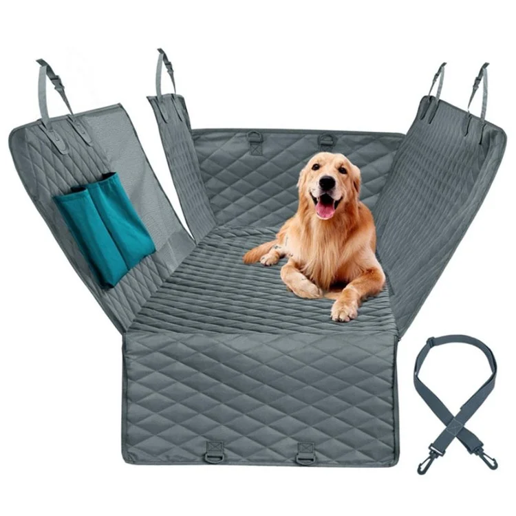 cwd007 Dog Car Seat Cover Splash-proof Dog Seat Cover Nonslip Dog Hammock  Anti-scratch Protection Cover for Cars Back Seat with 2 Pockets - Green