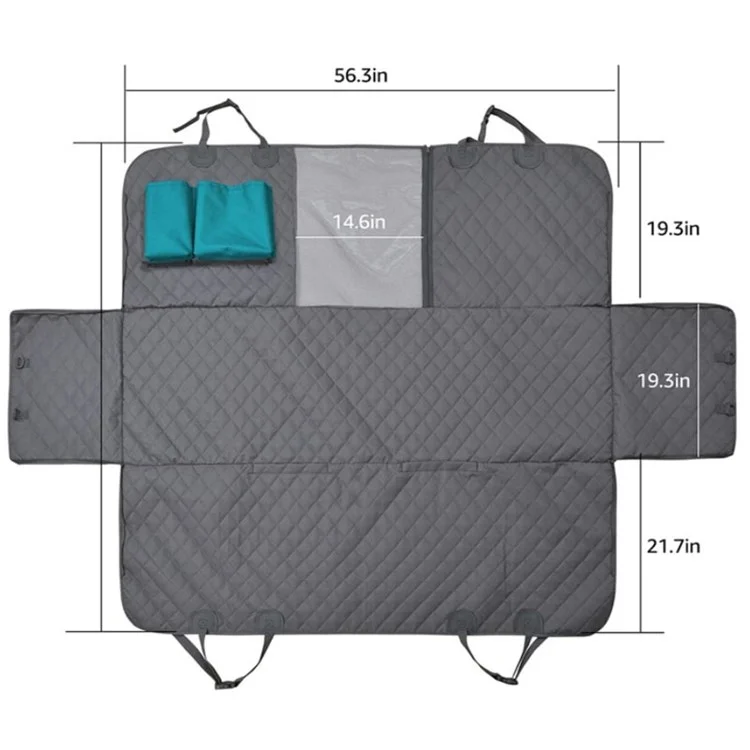 cwd007 Dog Car Seat Cover Splash-proof Dog Seat Cover Nonslip Dog Hammock  Anti-scratch Protection Cover for Cars Back Seat with 2 Pockets - Green