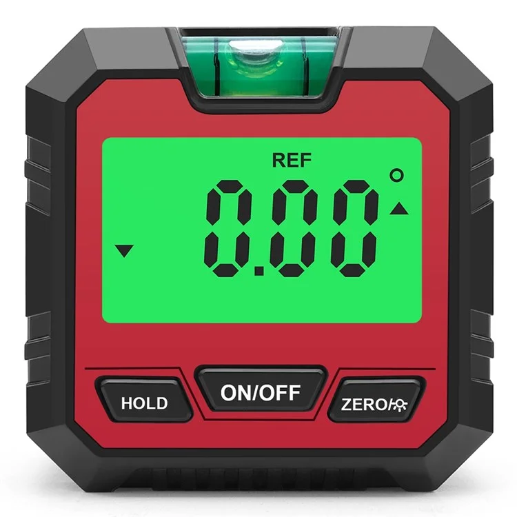 QINGXIEY Nivel Electrónico Digital Indicador de Ángulo con Nivel de Burbuja y Base Magnética Pantalla LCD Herramienta de Medición para Carpintería, Construcción, Automoción - Rojo