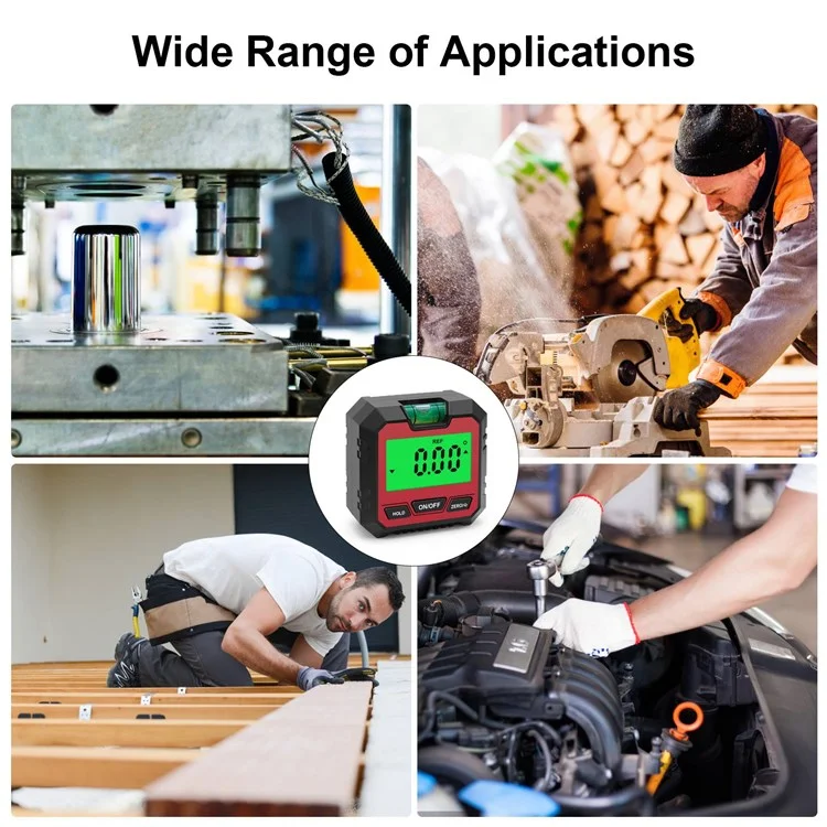 QINGXIEY Nivel Electrónico Digital Indicador de Ángulo con Nivel de Burbuja y Base Magnética Pantalla LCD Herramienta de Medición para Carpintería, Construcción, Automoción - Rojo