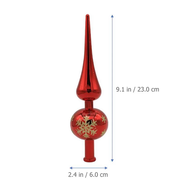 Plastic Electroplated Pointed Christmas Tree Topper Ornament Xmas Party Decoration - Red