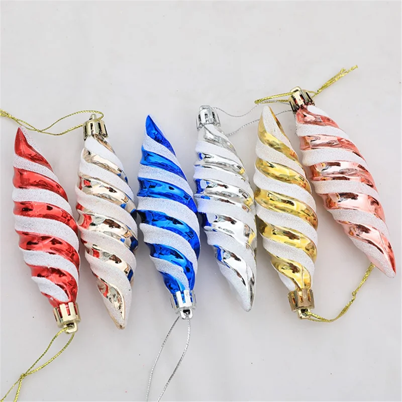 6Pcs Spiral Spike Shape Ornament Xmas Holiday Party Decoration Photography Prop - Silver