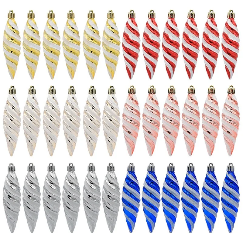 6Pcs Spiral Spike Shape Ornament Xmas Holiday Party Decoration Photography Prop - Silver