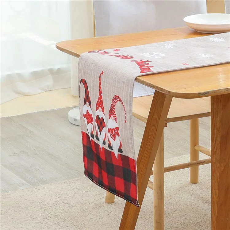 2022Sa40 176x34cm Soft Rudolph Pattern Table Cloth Christmas Tablecloth Holiday Decoration Rectangle Table Cover for Dinner Parties
