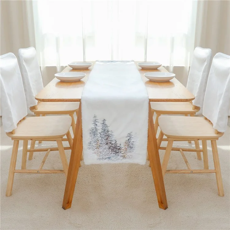 2022Sa31 182x33cm Nordic Style Table Cloth Christmas Tree Pattern Tablecloth Rectangle Table Mat for Home Office Hotel
