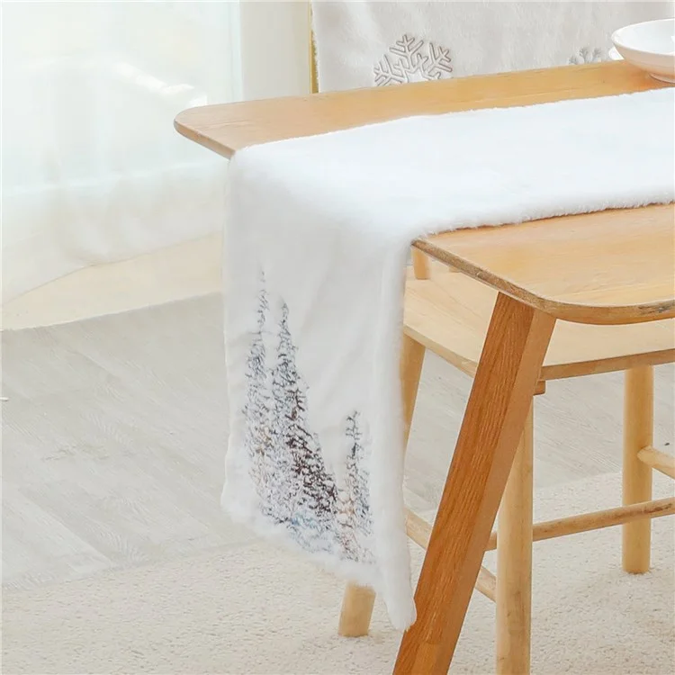 2022Sa31 182x33cm Nordic Style Table Cloth Christmas Tree Pattern Tablecloth Rectangle Table Mat for Home Office Hotel