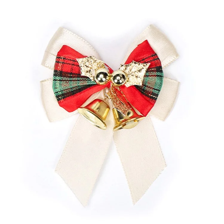 50 Шт. Мини Bowknot Bell Рождественская Елка Гирлянда Висящие Украшения - Белый