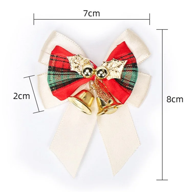 50 Шт. Мини Bowknot Bell Рождественская Елка Гирлянда Висящие Украшения - Белый