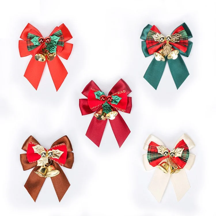 50 Шт. Мини Bowknot Bell Рождественская Елка Гирлянда Висящие Украшения - Белый