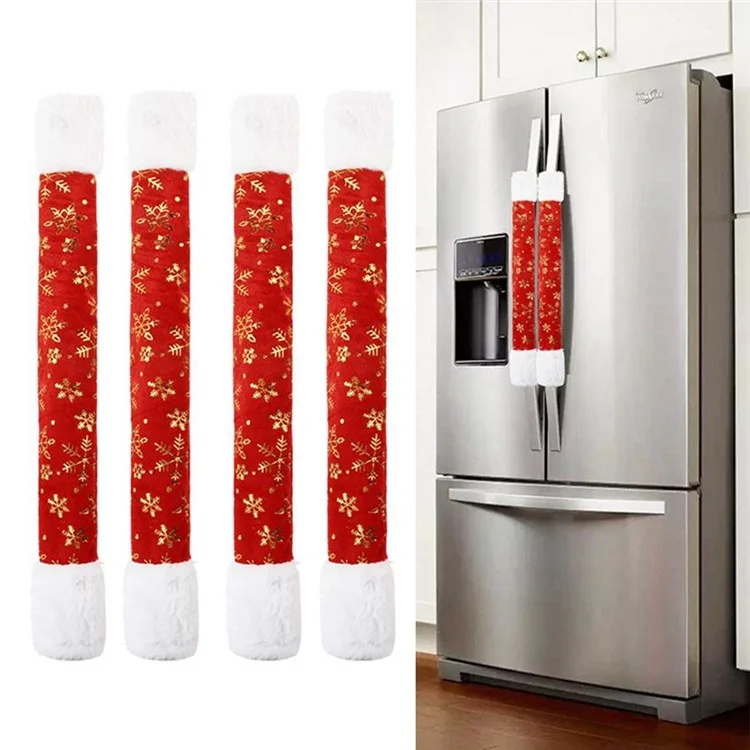 4pcs Weihnachtskühlschrank -türgriffe Abdeckungen Set Küchengeräte Griff Hülse Hüllen Neujahr Dekorationen