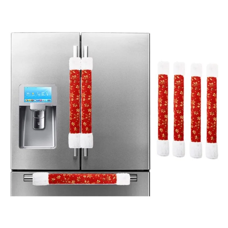 4pcs Weihnachtskühlschrank -türgriffe Abdeckungen Set Küchengeräte Griff Hülse Hüllen Neujahr Dekorationen