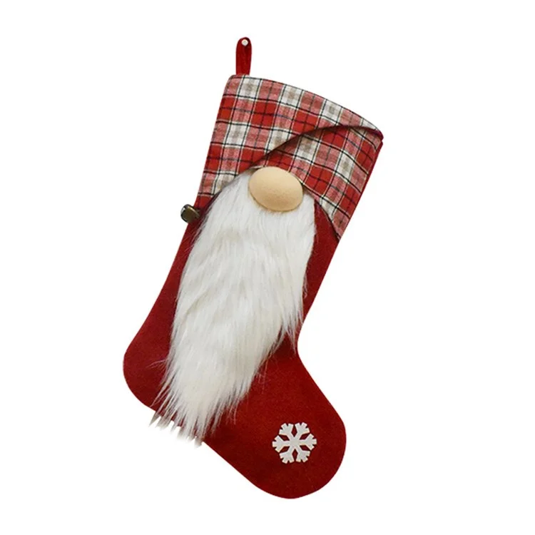 GM89717 Christmas 3D Santa Gnome Stockings Xmas Tree Hanging Socks for Home Fireplace Office - Red