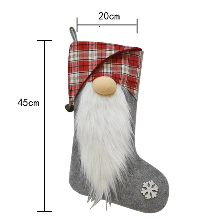GM89717 Christmas 3D Santa Gnome Stockings Xmas Tree Hanging Socks for Home Fireplace Office - Red