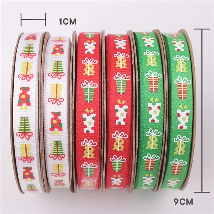 22m/Roll Weihnachtsbänder Gedruckt Weihnachtsgeschenkgeschenk DIY Craft Wintersaison Festival Dekor Brötchen - Rot