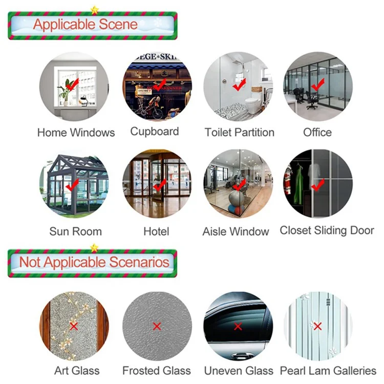 50x70cm Christmas Window Decoration Osmas Holiday Static Santa Tree Candy Match Stickers Snowflake Glass Decors - HX-74
