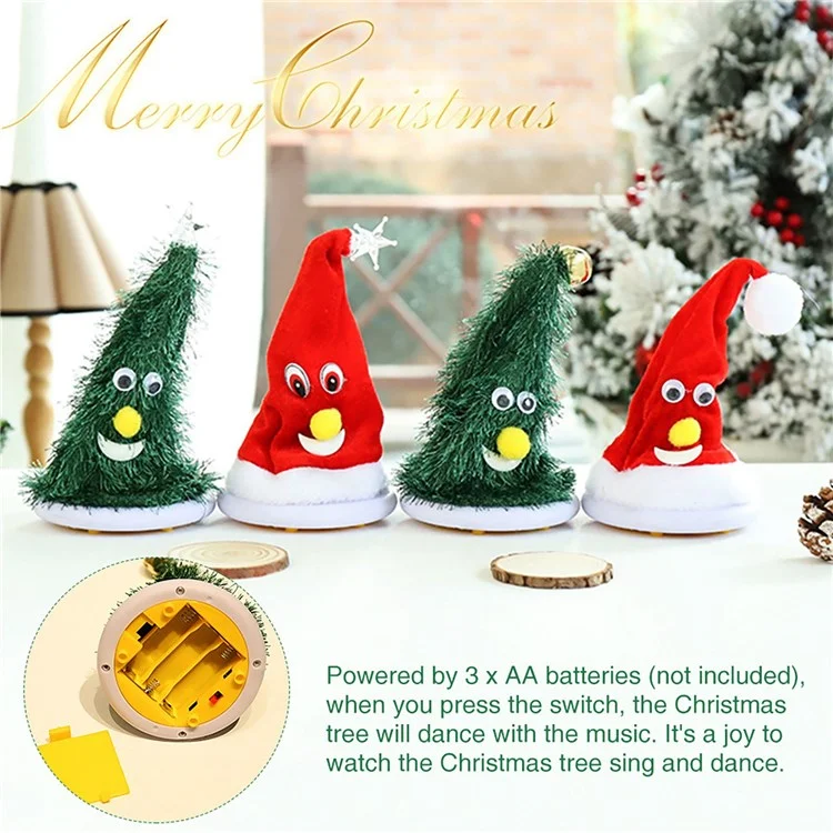 Christmas Swing Hat Decor Ornament Electric Xmas Tree Doll (Not Wearing) for Home Office Desktop - Tree/Bell