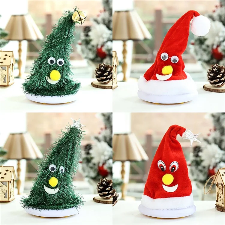 Christmas Swing Hat Decor Ornament Electric Xmas Tree Doll (Not Wearing) for Home Office Desktop - Tree/Bell