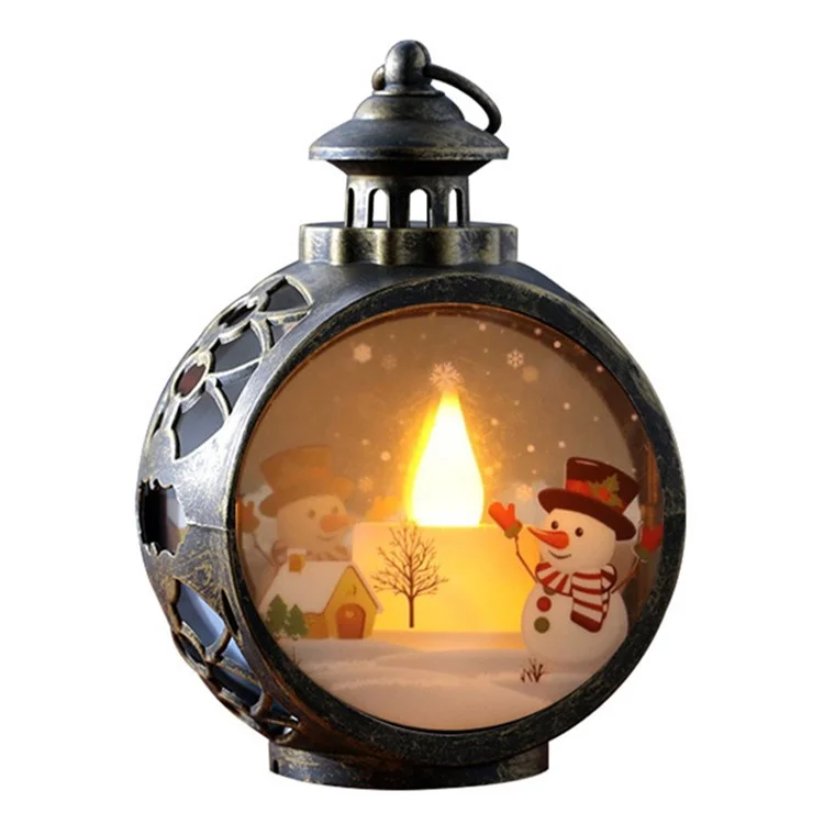 Christmas Glass Decorations LED Light Window Decors Tree Pendants, Size: S - Snowman/Bronze