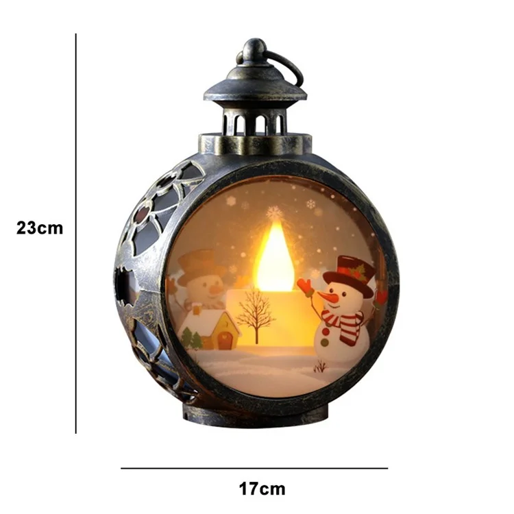 Christmas Glass Decorations LED Light Window Decors Tree Pendants, Size: S - Snowman/Bronze