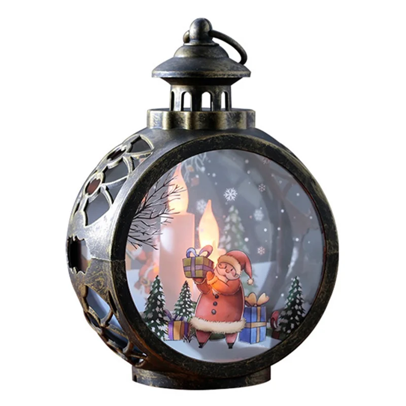 Christmas Glass Decorations LED Light Window Decors Tree Pendants, Size: S - Santa/Bronze