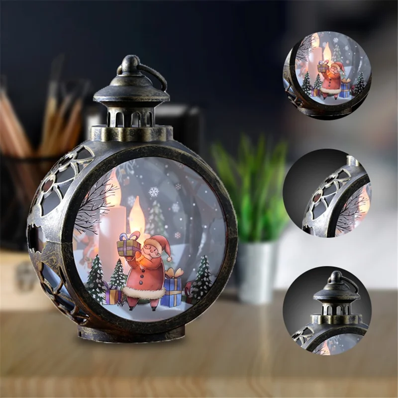 Christmas Glass Decorations LED Light Window Decors Tree Pendants, Size: S - Santa/Bronze