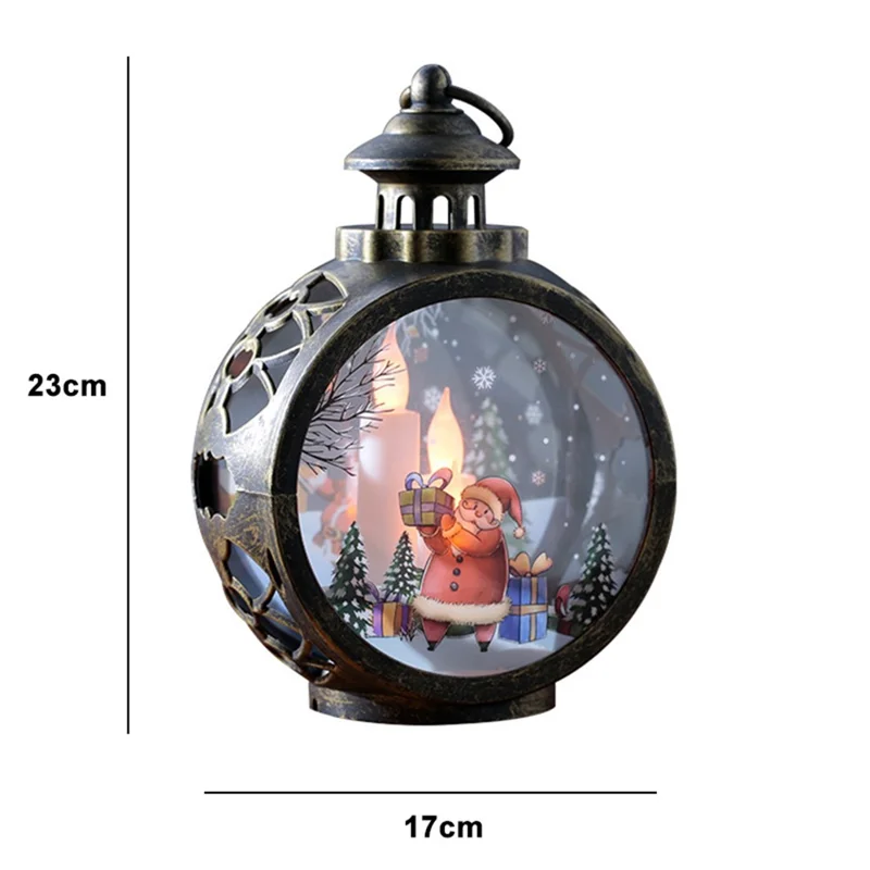 Christmas Glass Decorations LED Light Window Decors Tree Pendants, Size: S - Santa/Bronze