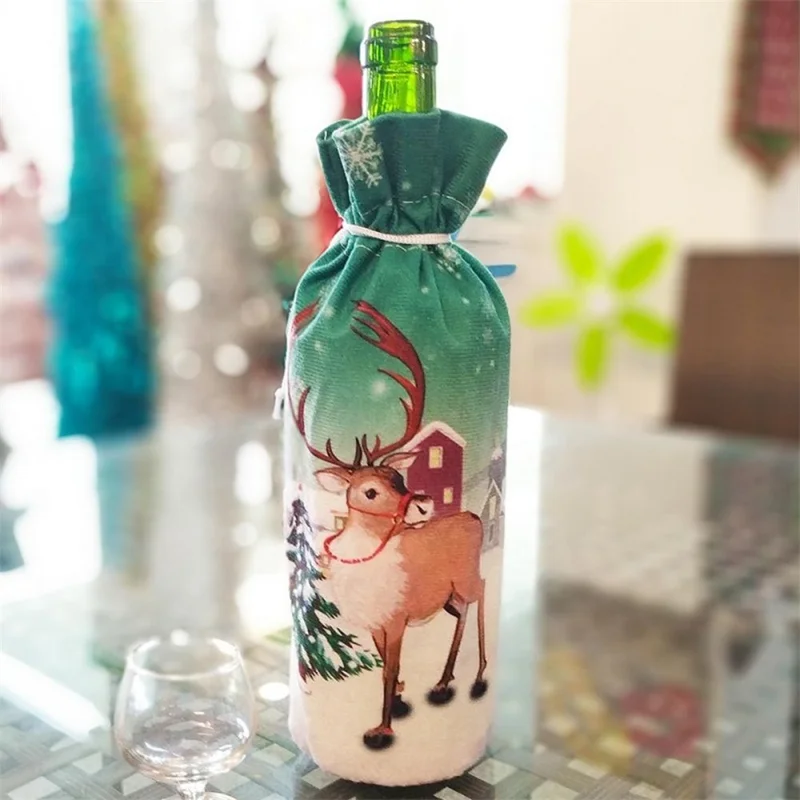 Christmas Wine Bag Wine Bottle Cover String Design for Xmas, Wedding, Birthday, Holiday Party, Home Storage - Reindeer
