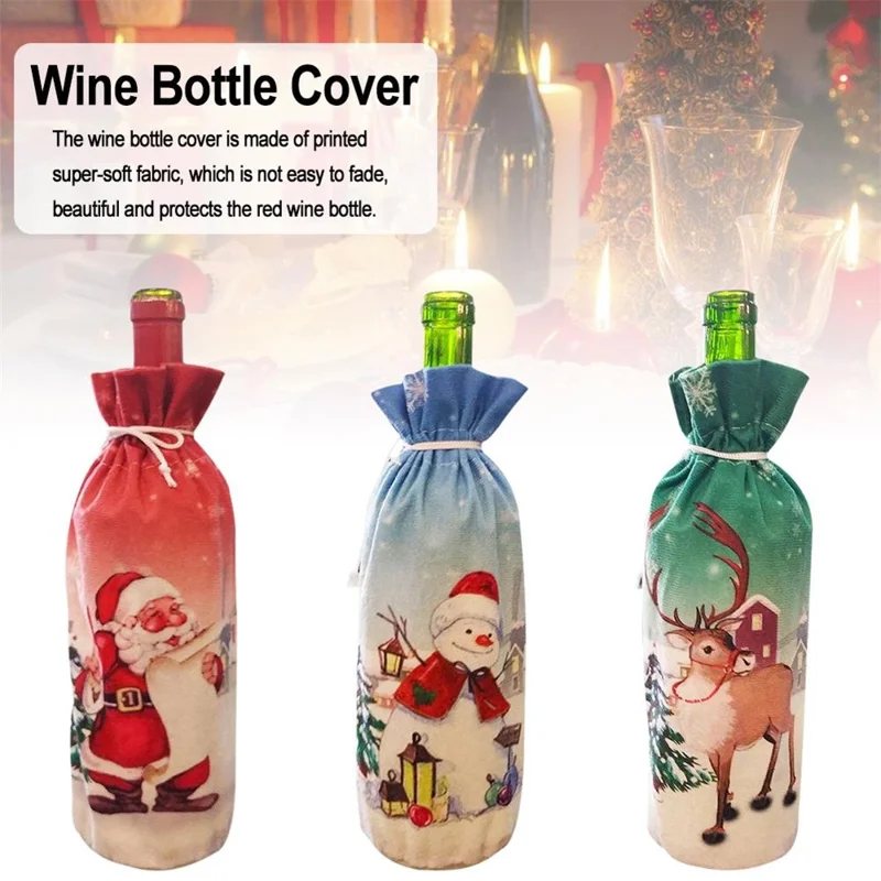 Christmas Wine Bag Wine Bottle Cover String Design for Xmas, Wedding, Birthday, Holiday Party, Home Storage - Reindeer