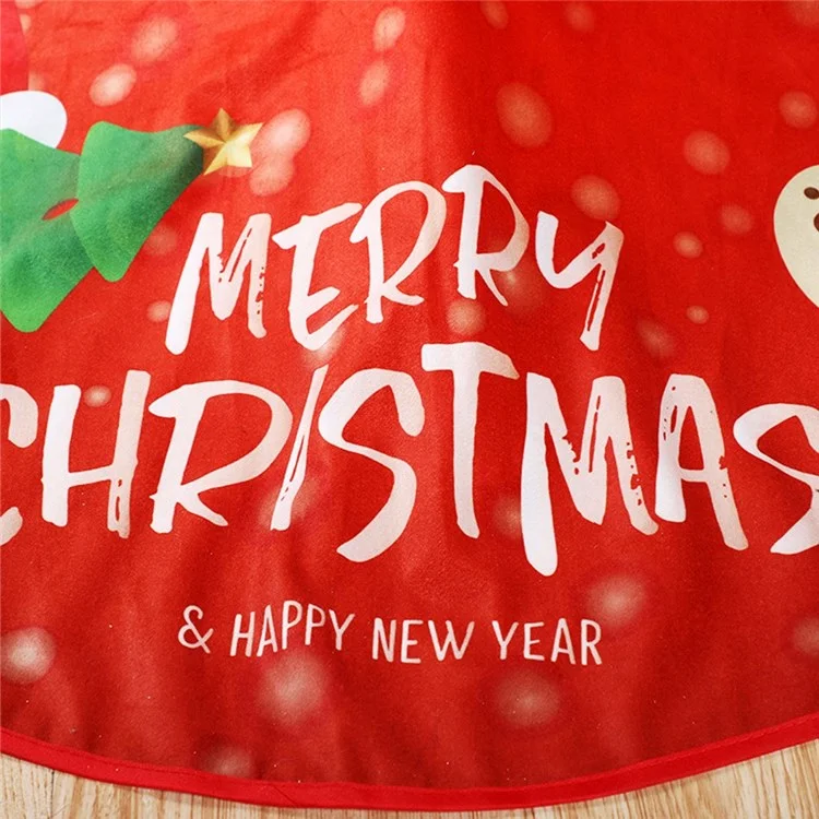 HY07 Christmas Tree Skirt Mat 90cm Santa Reindeer Snowman Pattern Xmas Party Holiday Decoration - 01