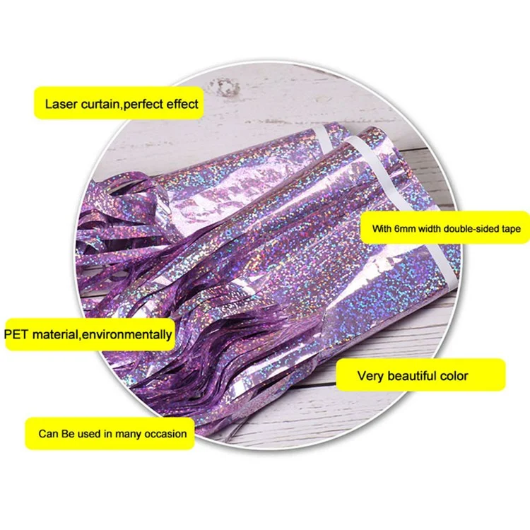 1m*2m Laser Fringe Vorhang Metallic Tür Streamers Feiertage Weihnachten Party Dekoration Fotohintergrund - Gold