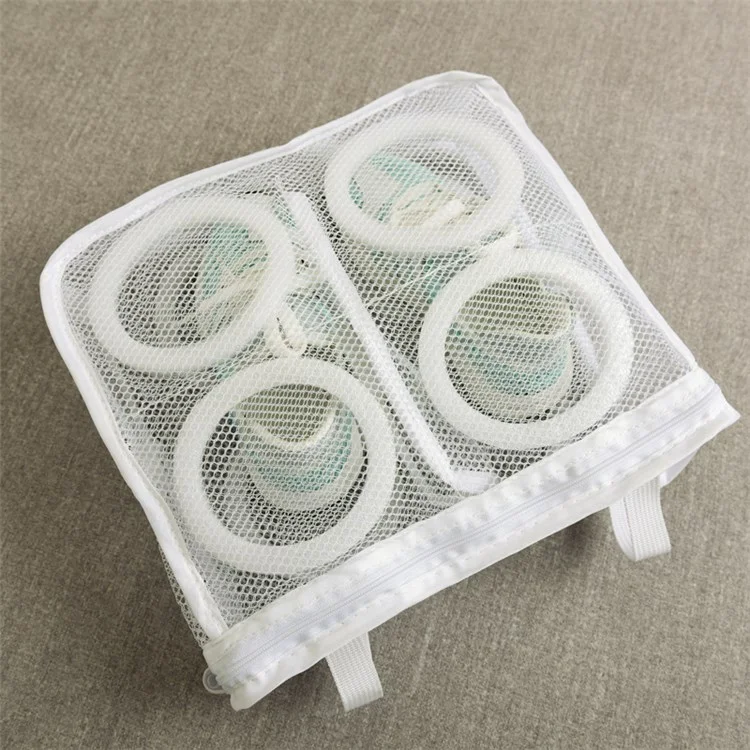 H-3-2 Washing Machine Shoes Storage Bag Portable Mesh Laundry Bag Anti-Deformation Protector Clothes Organizer, Taglia M: 29*26*9cm - Bianco